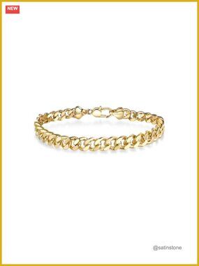 14K Gold Cuban Link Chain Bracelet for Men Women Hypoallergenic Jewelry Gift